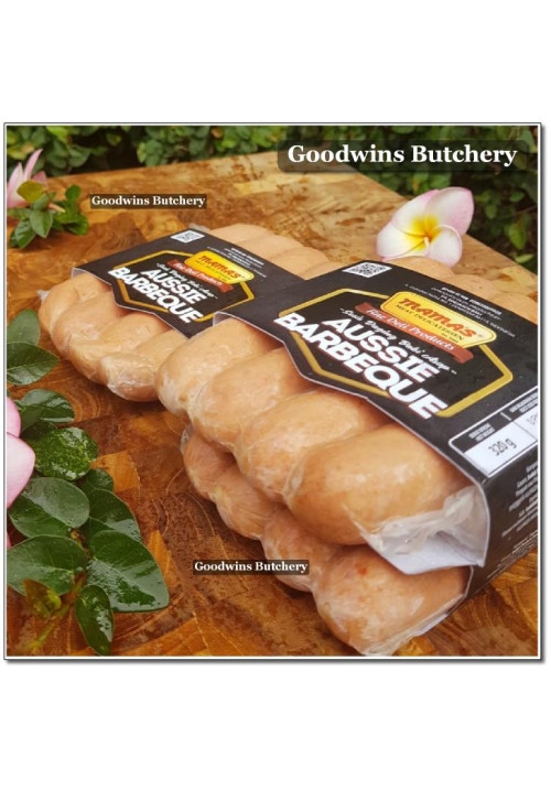 Pork Bali Mama's Soejasch frozen sausage AUSSIE BBQ SAUSAGES 13cm 5" 4pcs 320g